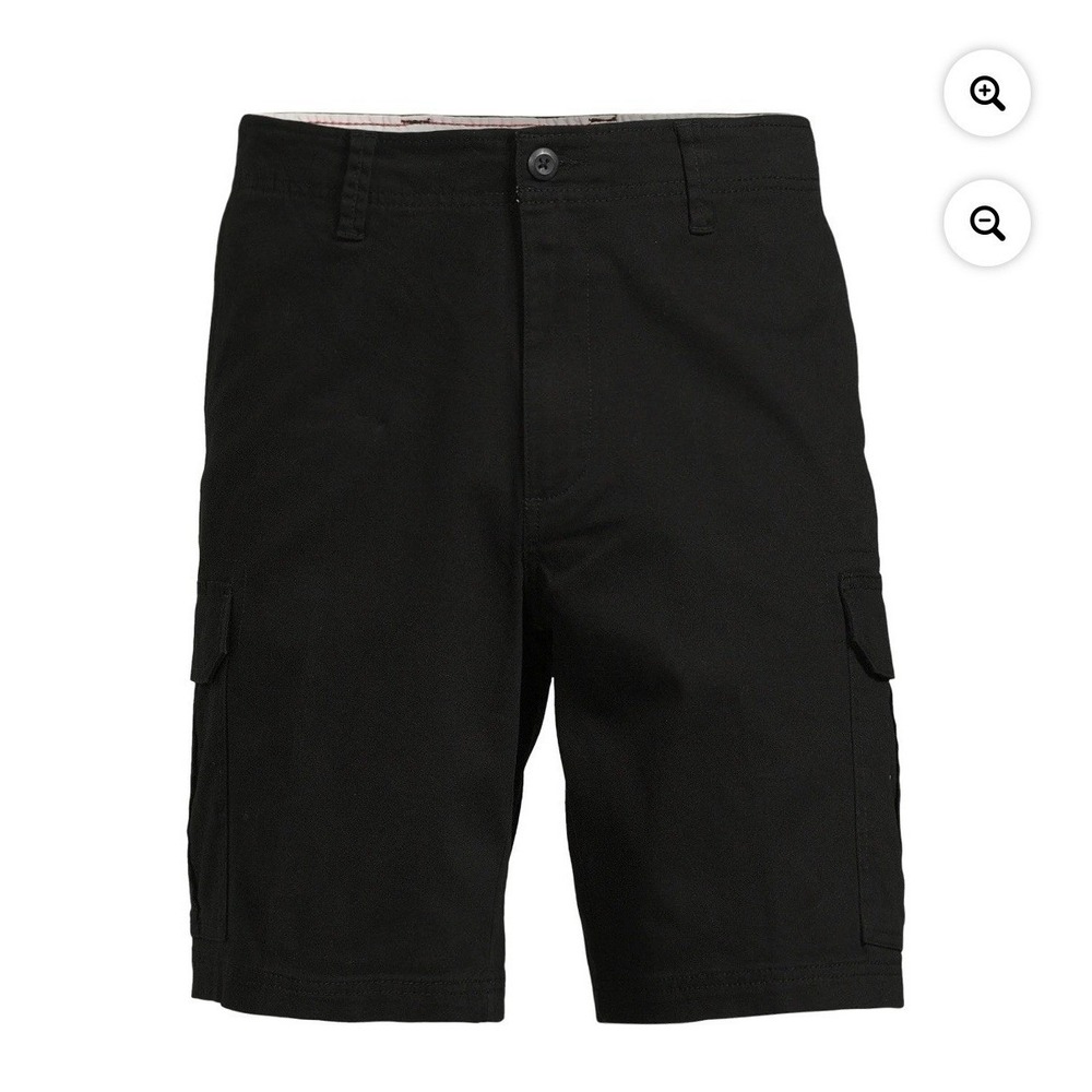 NWT George Men's Cargo Shorts Sz 30 Black Cotton Stretch‎ 10" Inseam Knee New